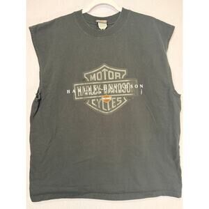 Vintage Harley Davidson 2000 Black Biker Tee XL Y2K Sleeveless Grunge Streetwear